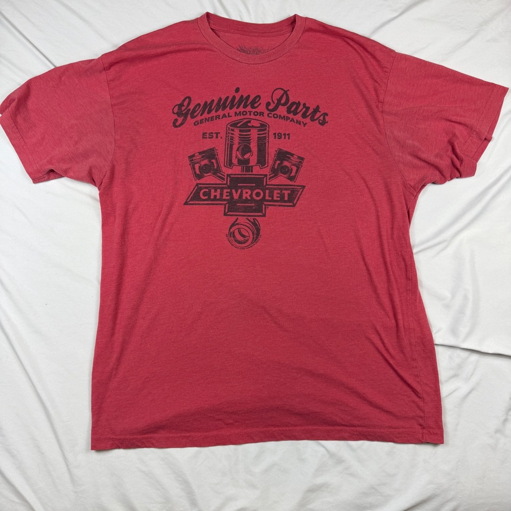Hybrid Tees Mens Chevrolet Genuine Parts Graphic T-Shirt Red XL General Motors